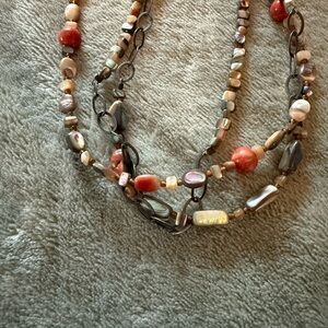 Silpada Red and Cream Beaded Necklace